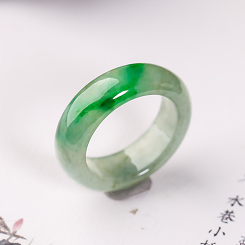 羊子珠宝 秀水潺潺 老坑冰种辣色翡翠指环