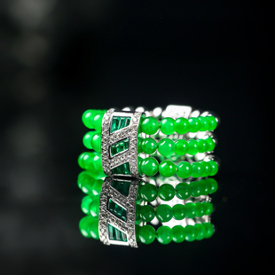 羊子珠宝  三生环漪 设计款翡翠小米珠多圈缠绕戒指12.27