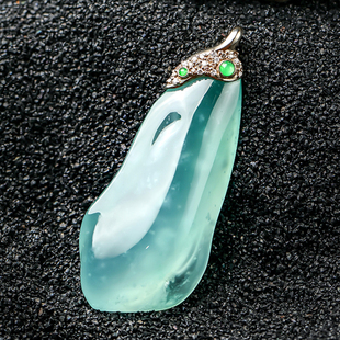 羊子珠宝 老坑高冰天空蓝翡翠18K镶随形福瓜挂件10.22 馨香盈怀袖