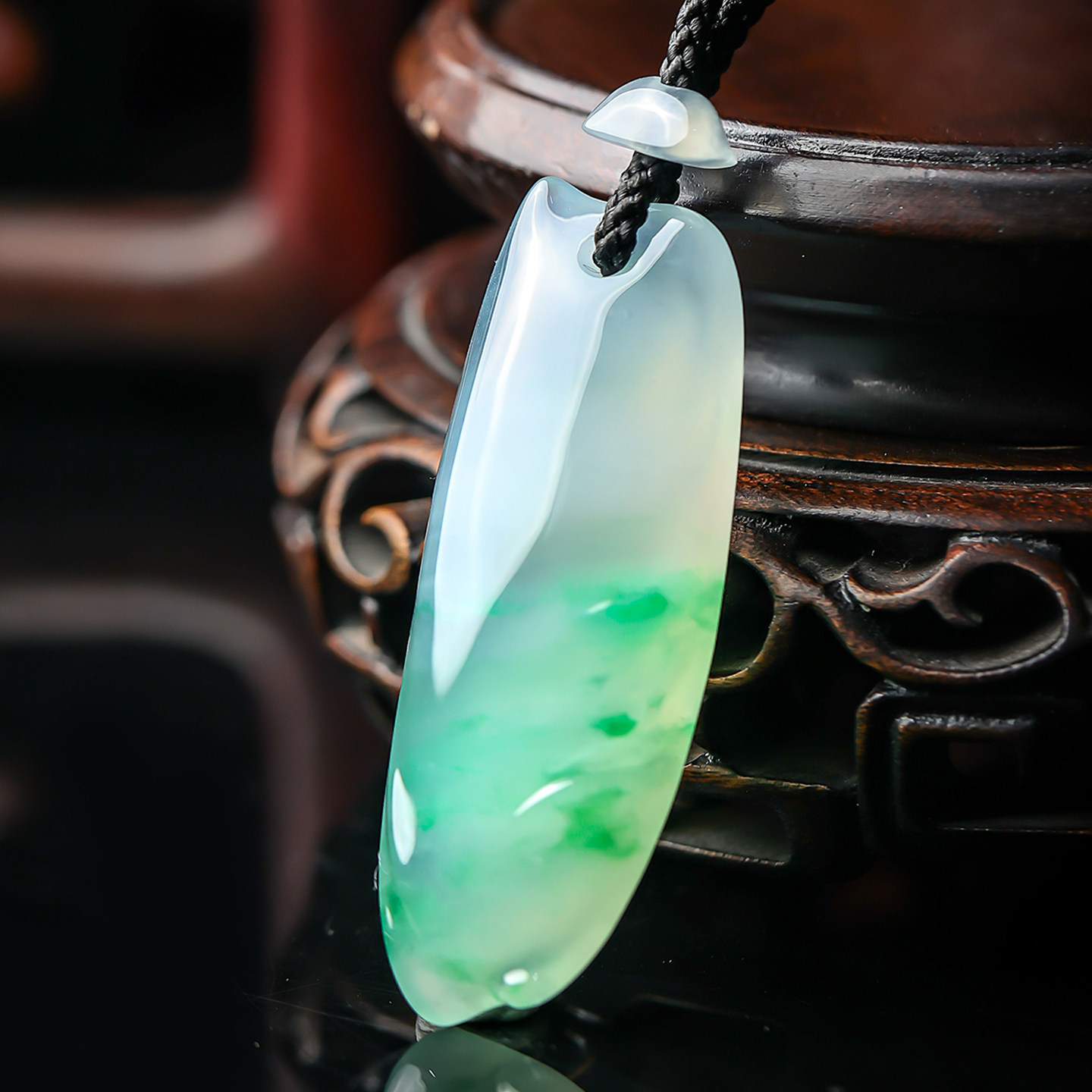 羊子珠宝 岫云痕 老坑天然冰种飘绿翡翠随形吊坠1.6