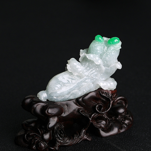 飘两点辣色阳绿 10.18羊子珠宝 招财进宝 翡翠白菜 摆件 guo粹