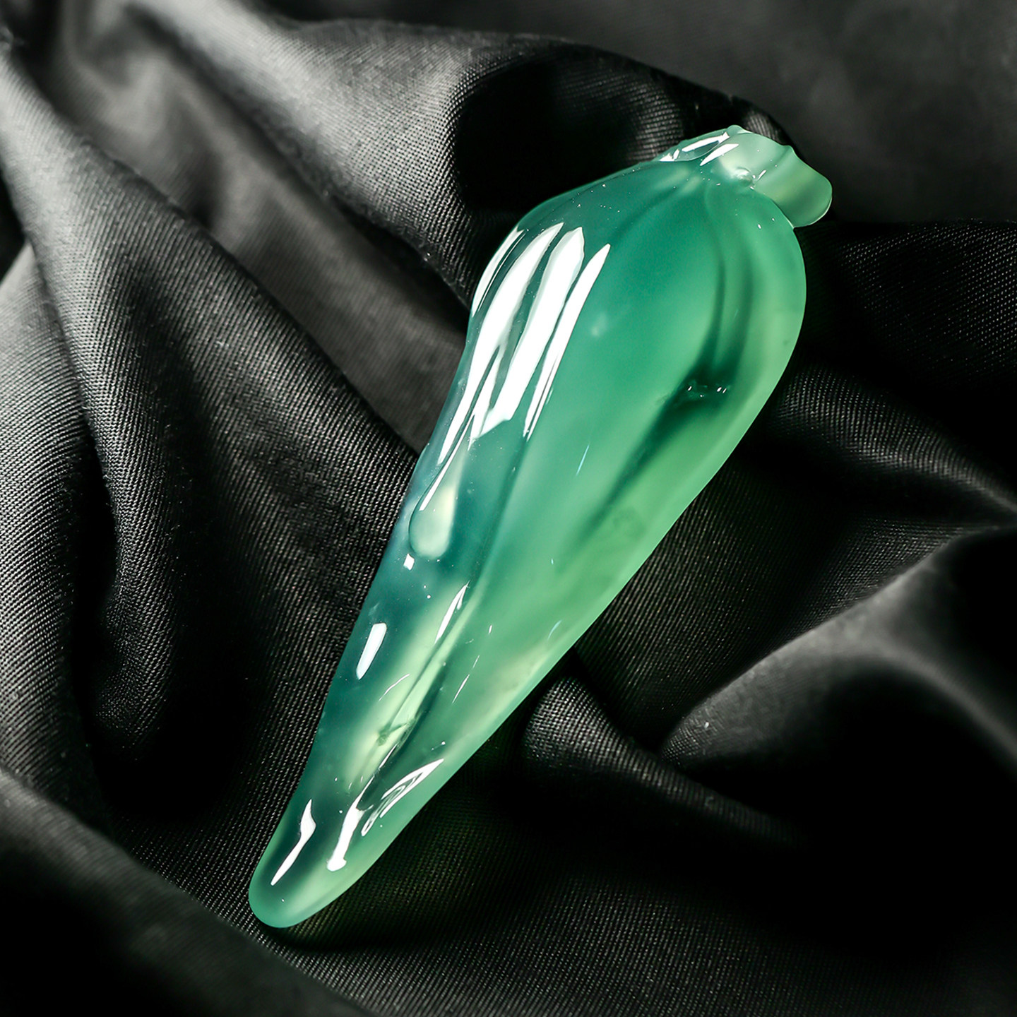 羊子珠宝 竹影 老坑高冰种晴绿翡翠随形竹叶吊坠挂件3.13