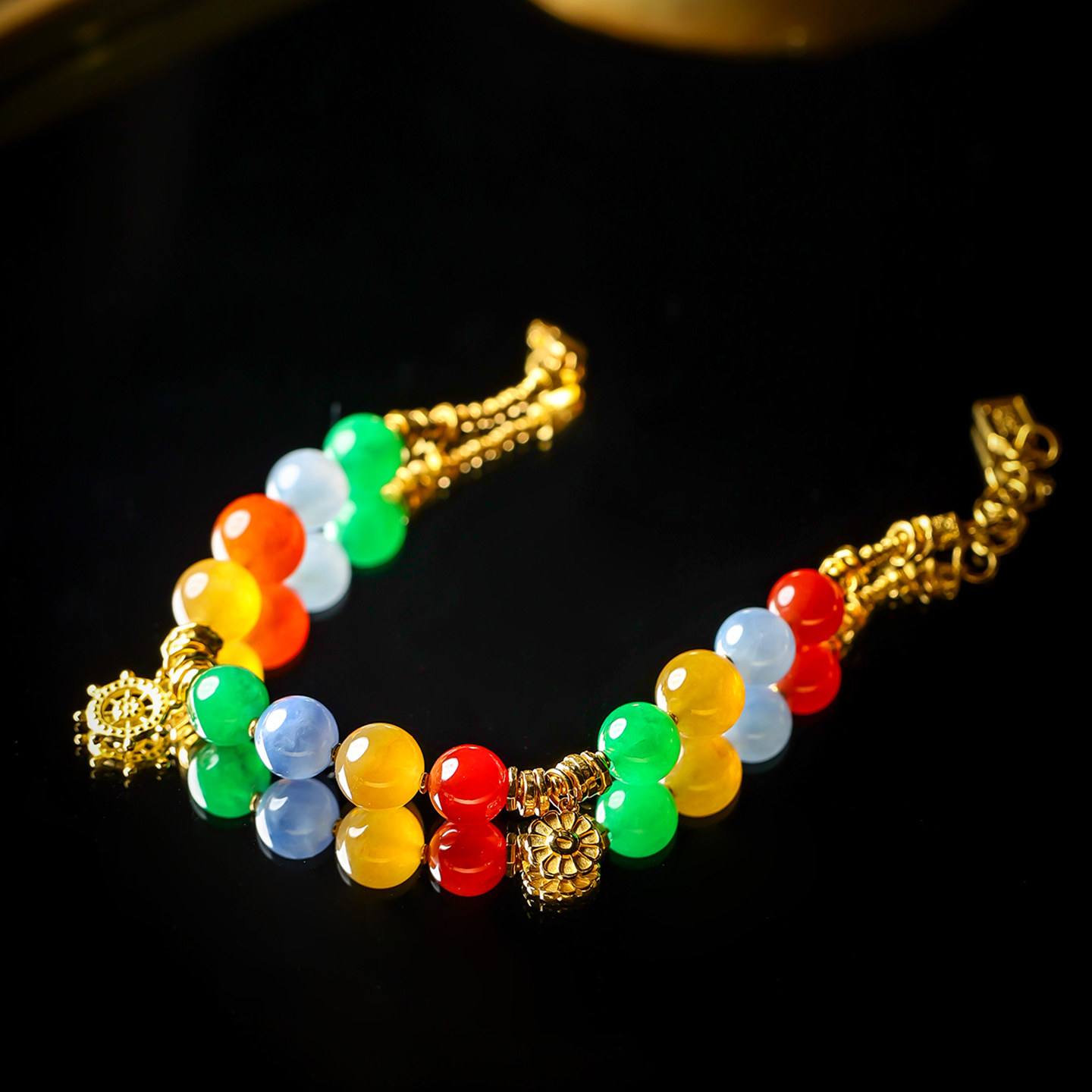 羊子珠宝 彩虹糖 老坑冰种高饱和多彩设计款翡翠手链11.30