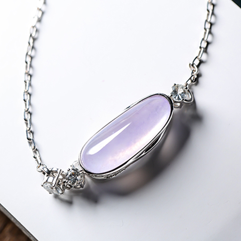 羊子珠宝 紫色诗篇 老坑高冰种紫罗兰随形18K镶随型翡翠手链11.7