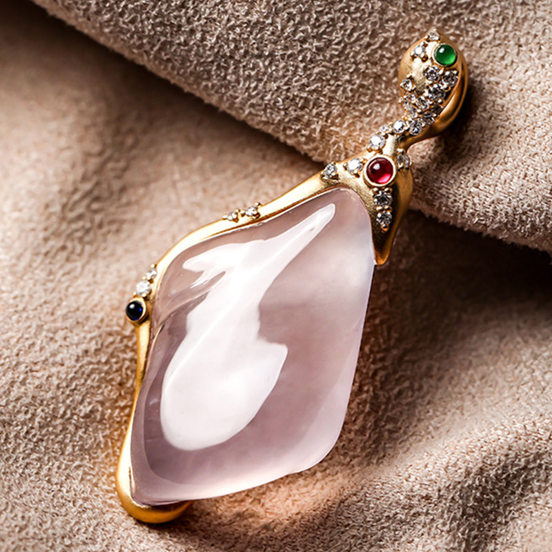 羊子珠宝 物有禅心 老坑冰玻紫罗兰翡翠随形意境吊坠挂件F