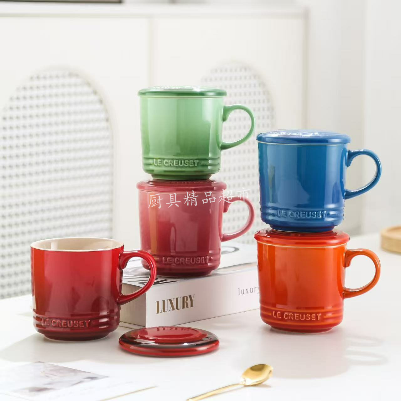 法国le系列带盖马克杯炻瓷马克杯咖啡杯茶杯果茶杯牛奶杯耐高温,餐饮具,马克杯,淘宝优惠券,粉丝福利购,淘宝优惠卷
