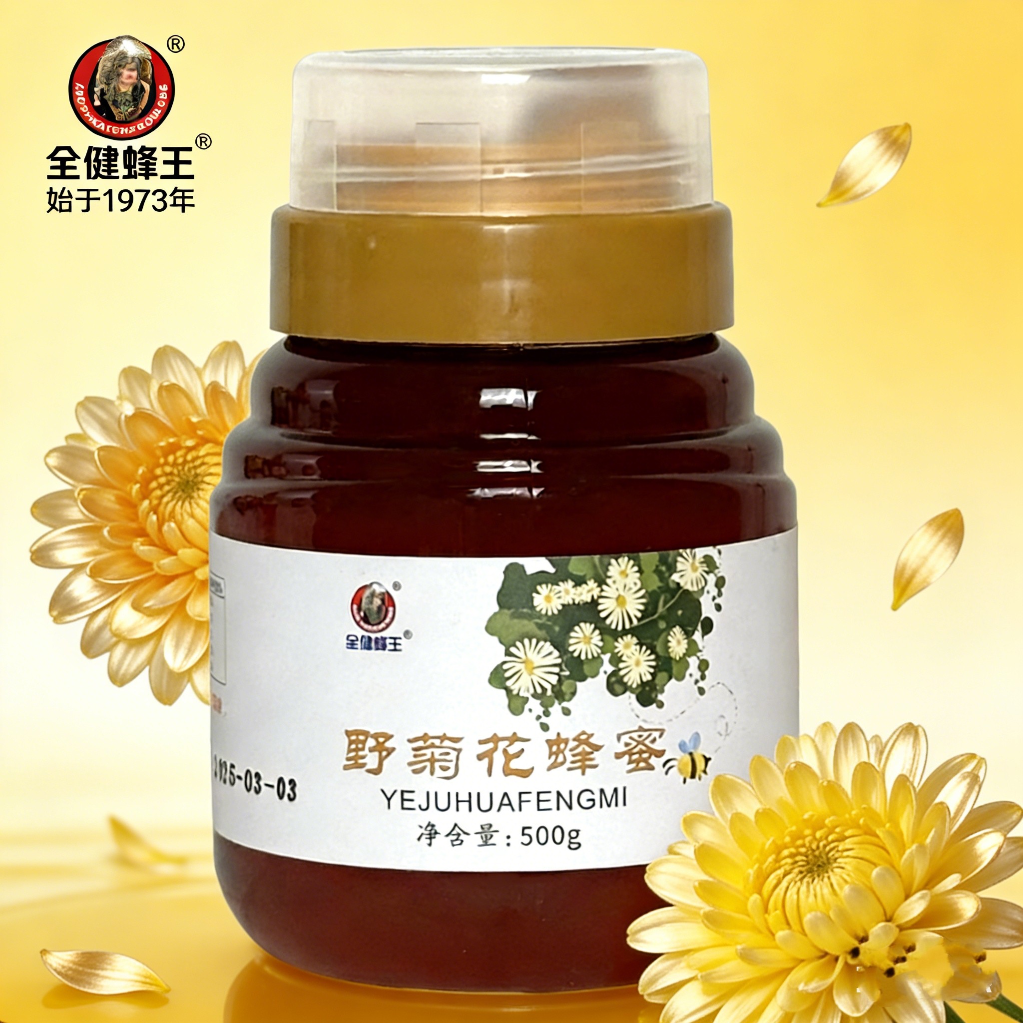 全健蜂王野菊花蜂蜜 500g  蜜蜂采集野菊花酿制正宗蜂蜜 品质保证