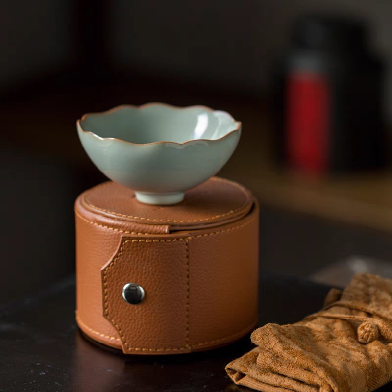 景德镇天青汝窑汝瓷闻香品茗杯套装家用小茶杯主人杯功夫茶杯