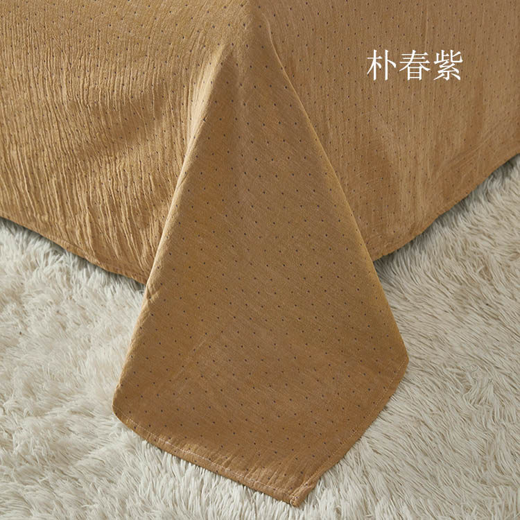 高端色织全棉双层纱床单单件纯棉加厚土黄色被单单双人加大2米床