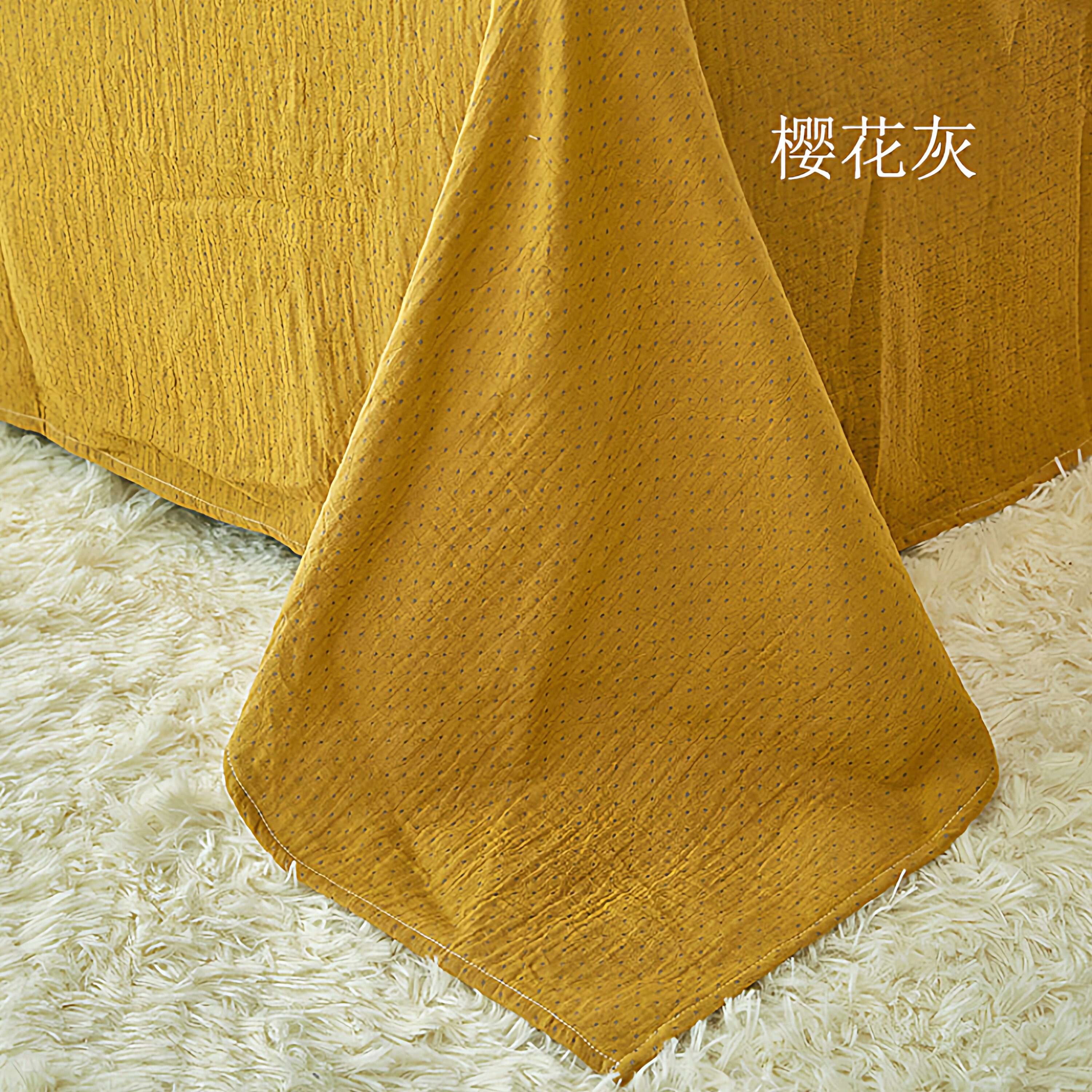 高端色织全棉双层纱深黄色床单单件纯棉加厚土豪金黄色被单四季款