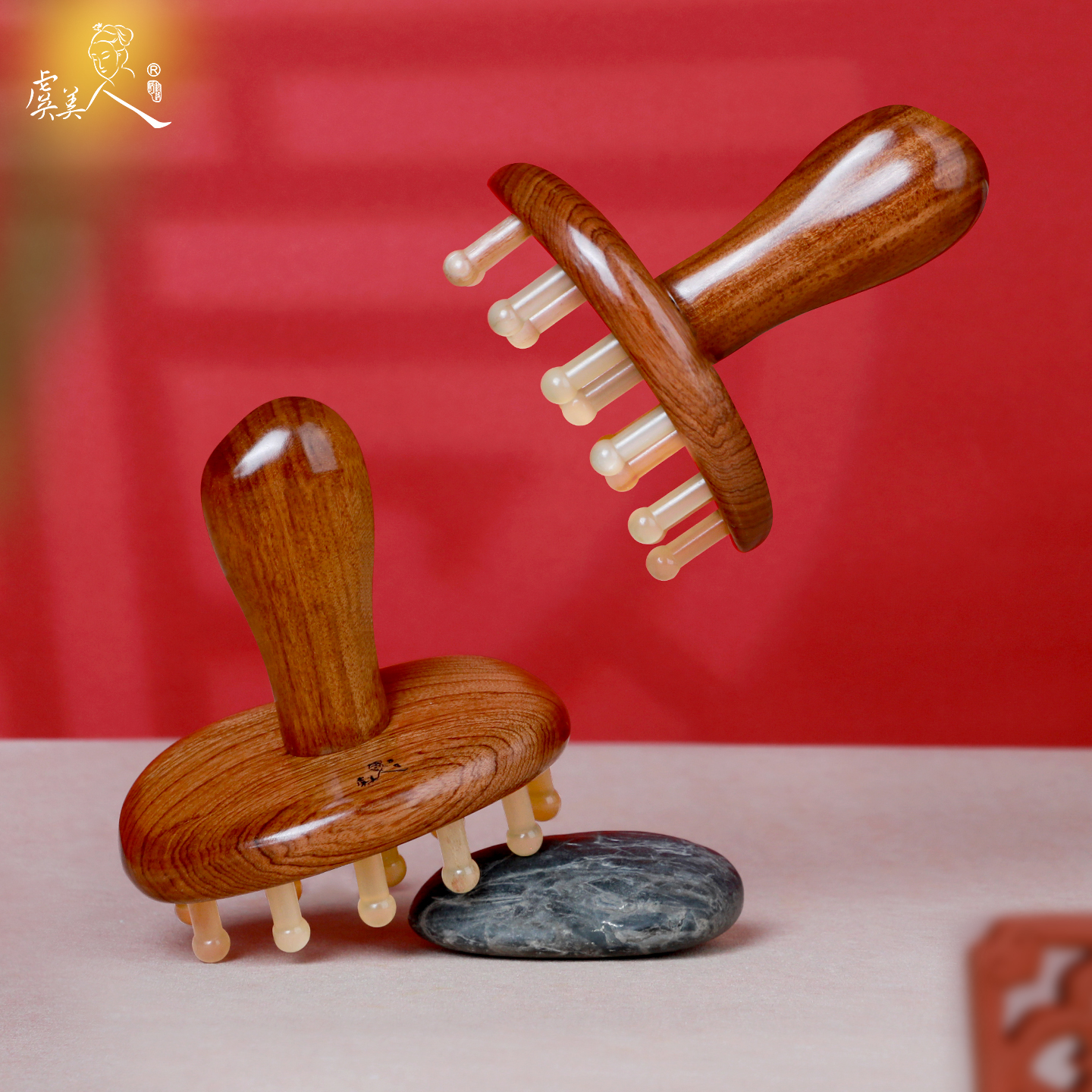 虞美人羊角按摩梳揉腹刷带脉