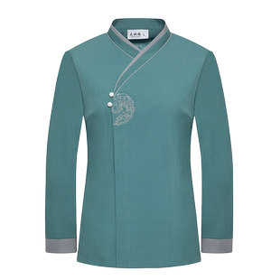 高端酒店服务员工作服长袖女餐饮茶楼火锅店饭店中餐前厅秋冬套装