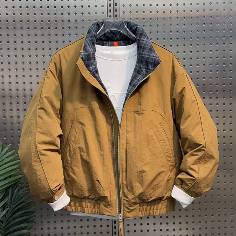 工装立领羽绒服男款休闲外套保暖防风防寒白鸭绒宽松美式潮牌帅气