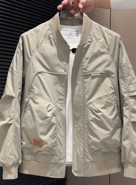男士棒球服夹克春秋款时尚百搭休闲工装加棉外套男装潮流上衣男潮