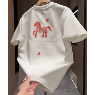 短袖 T恤半袖 高级感2026新款 穿搭时尚 潮牌衣服男 休闲男生夏季 男士