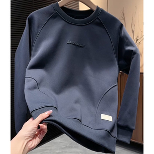 2025秋冬季高级感卫衣男士潮牌时尚休闲圆领长袖潮流加绒加厚上衣