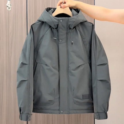 2025冬季新款棉服男款外套夹棉夹克保暖连帽防风二棉工装棉衣宽松