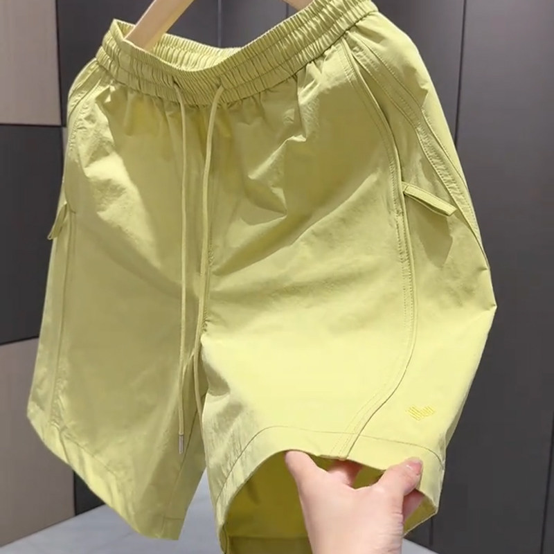 短裤男款夏季外穿高级感立体裁剪线条松紧腰男士五分裤直筒速干裤