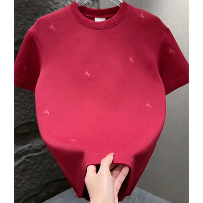 男士短袖T恤精致小马刺绣