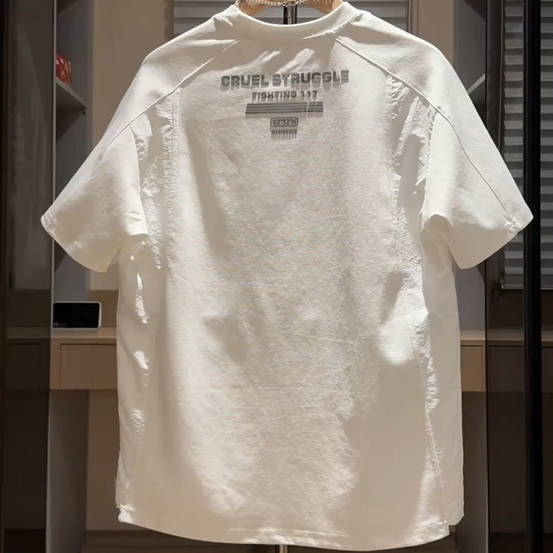 2026夏季男士短袖t恤潮牌字母印花结构设计宽松百搭休闲透气上衣