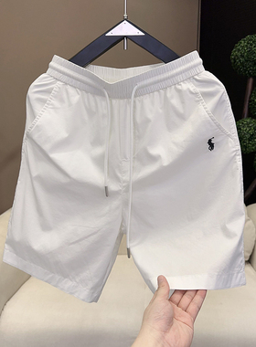 欧货短裤男夏季外穿高级感潮牌痞帅五分裤休闲速干直筒裤子男白色