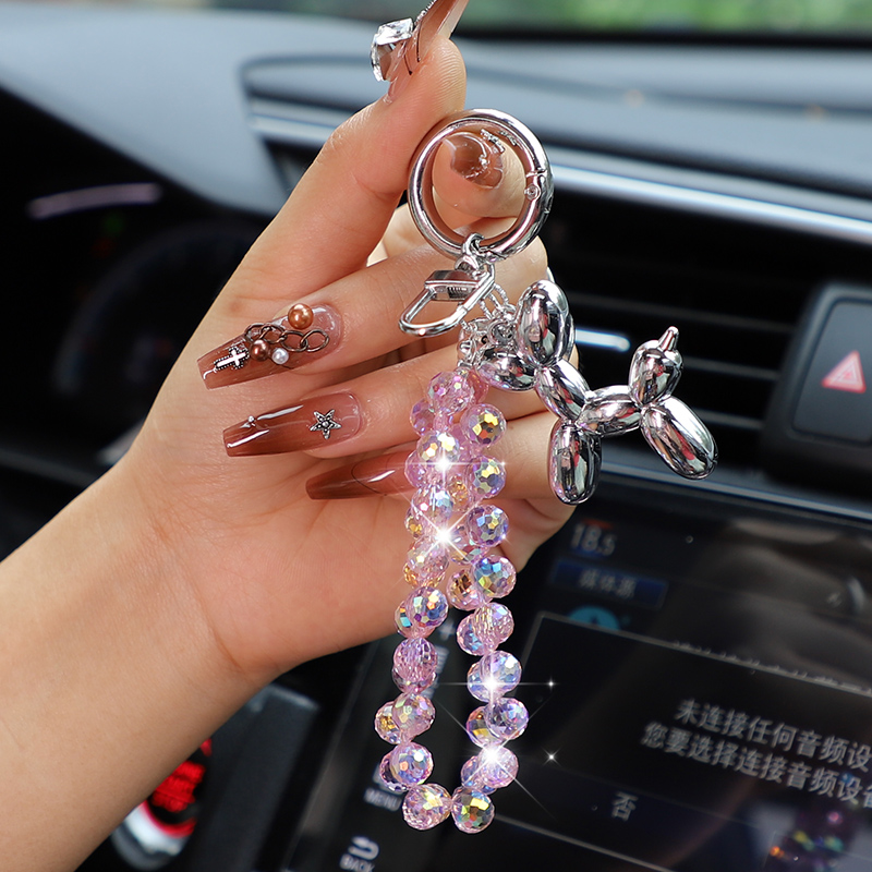 汽车钥匙扣挂件新款高级感水晶串珠创意小车钥匙链包包手机挂绳女