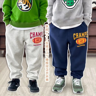 春秋潮牌日系男童橄榄球字母印花运动卫裤儿童长裤宝宝百搭束脚裤