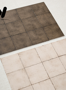 法式中古风灰色方砖混装哑光手工砖厨卫浴室墙砖餐厅防滑地砖瓷砖