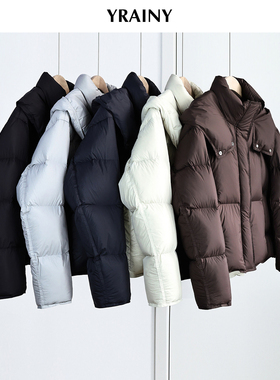 新国标90白鸭绒云感婴儿肌0异味防钻绒泡芙连帽羽绒服女冬季保暖