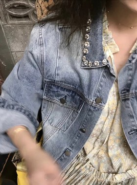 钻石牛仔小外套bi入！春秋水洗短款牛仔衣宽松韩版bf