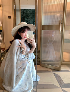 兰铃 碎花雪纺连衣裙女春装新款中长款飘逸显瘦度假裙子