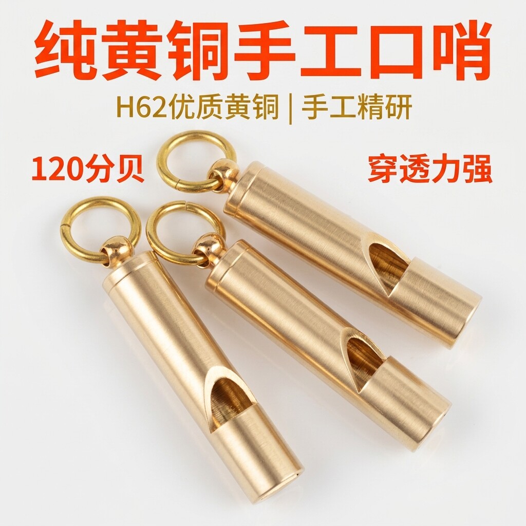 复古黄铜口哨 手工纯黄铜哨 求生哨子 钥匙扣挂件户外用品EDC工具