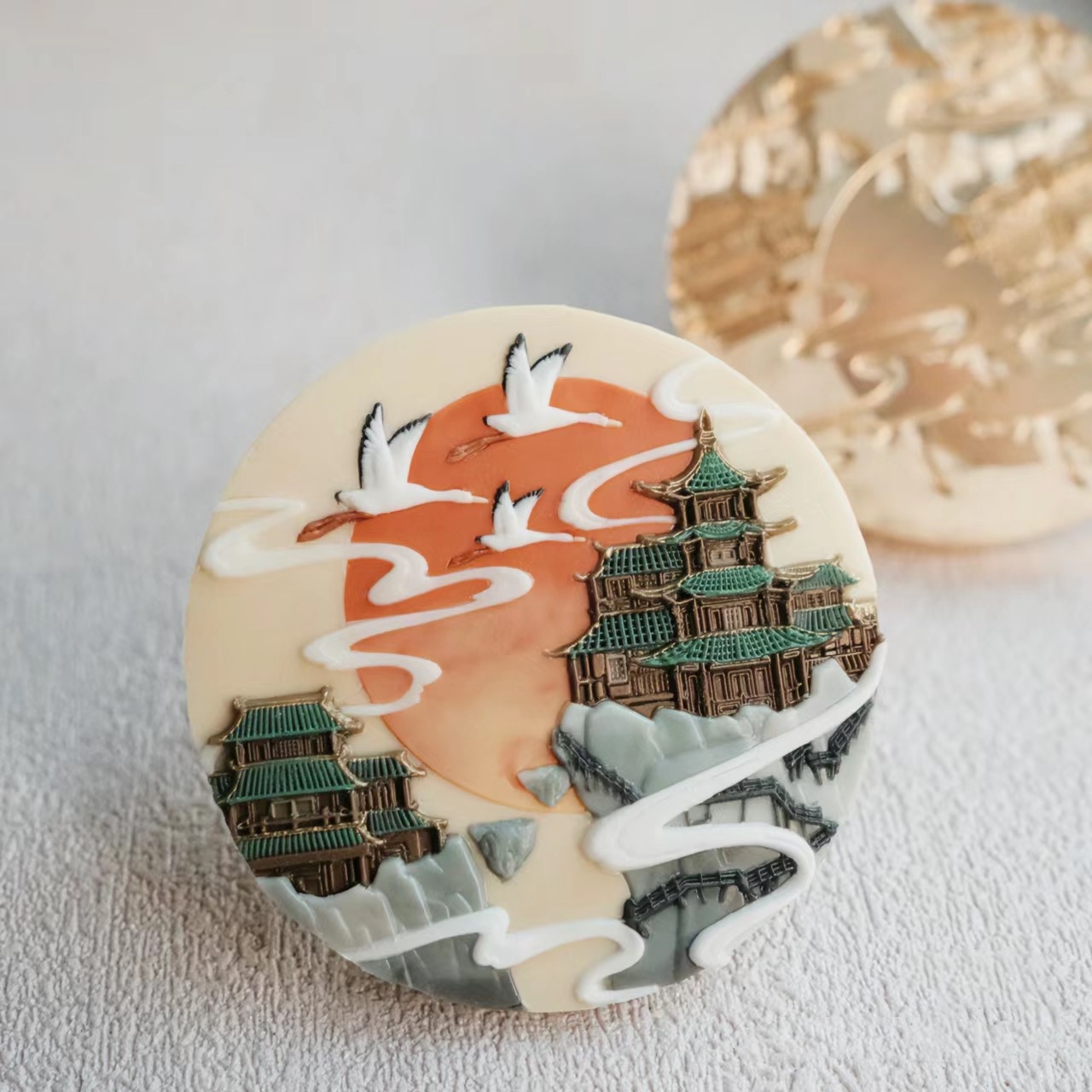 火漆印章章头小狗荷花浮雕铜头