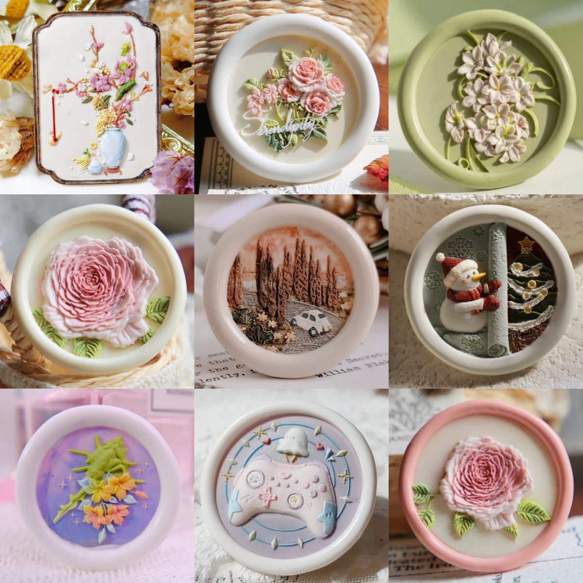 火漆印章章头古风玫瑰多层浮雕