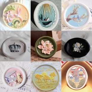 火漆印章可爱精雕章头荷鲸鱼复古书房皇冠异形浮雕铜头郁金香邮票