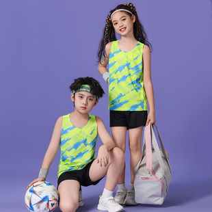 儿童田径服套装小学生青少年体育训练服比赛队服运动背心三分裤夏
