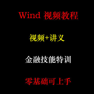 Wind 视频教程课程 金融技能特训 万得教程