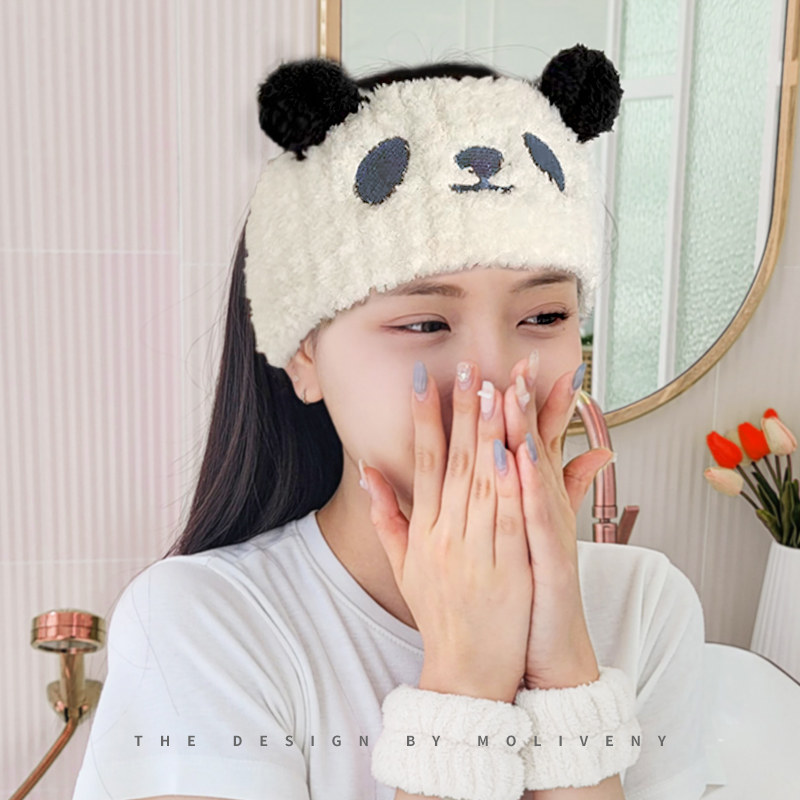 发带时尚熊猫头巾洗脸用图片