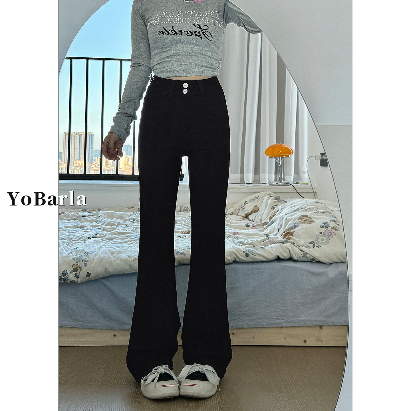 黑色微喇牛仔裤女秋冬加绒胖mm大码梨型身材显瘦高腰弹力喇叭裤子,女装/女士精品,牛仔裤,淘宝优惠券,粉丝福利购,淘宝优惠卷