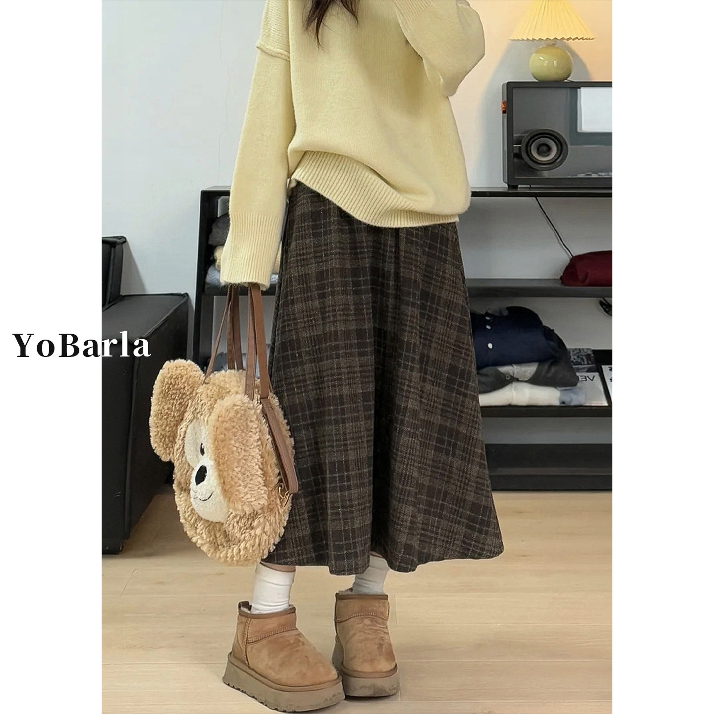 美拉德棕色毛呢格子半身裙女冬季胖mm大码显瘦中长款A字伯克利裙,女装/女士精品,半身裙,淘宝优惠券,粉丝福利购,淘宝优惠卷