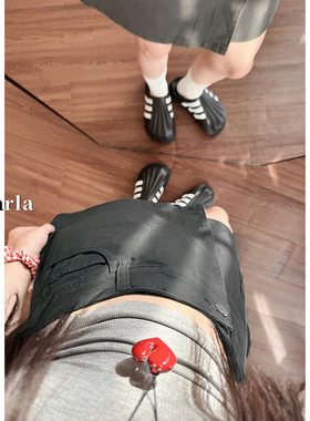 灰色工装牛仔短裙裤女夏季新款大码胖mm宽松遮肉显瘦a字阔腿短裤