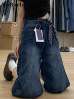 This is a new style of American retro straight-leg denim caprix pants for women in summer. It's a large size pear-shaped figure that looks slimmer and loose-fitting wide-leg pants thumbnail 3