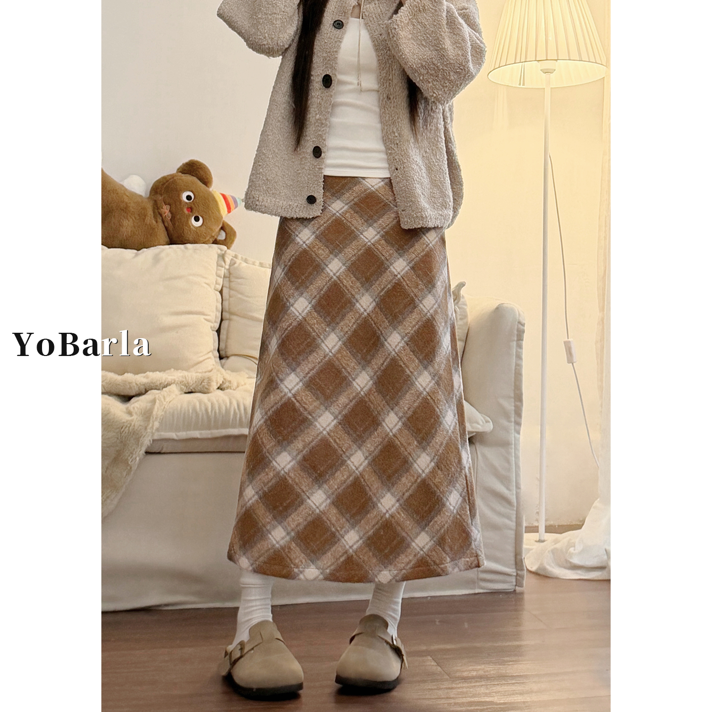 谁穿谁好看，闭眼入的格子半身裙