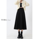 胖mm高腰显瘦中长款 梨形身材黑色毛呢半身裙女春季 大码 a字伞裙子