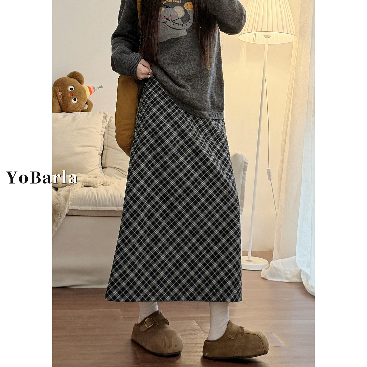 谁穿谁好看，闭眼入的格子半身裙