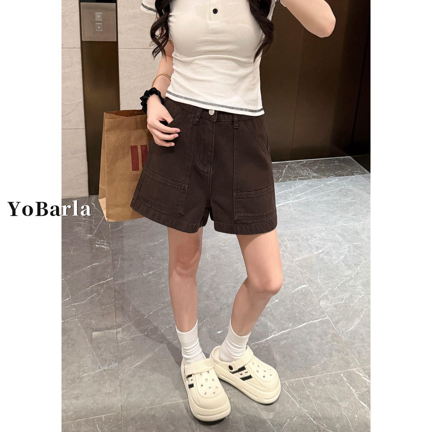 工装牛仔短裤女夏高腰显瘦大码图片