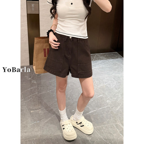 工装牛仔短裤女夏高腰显瘦大码