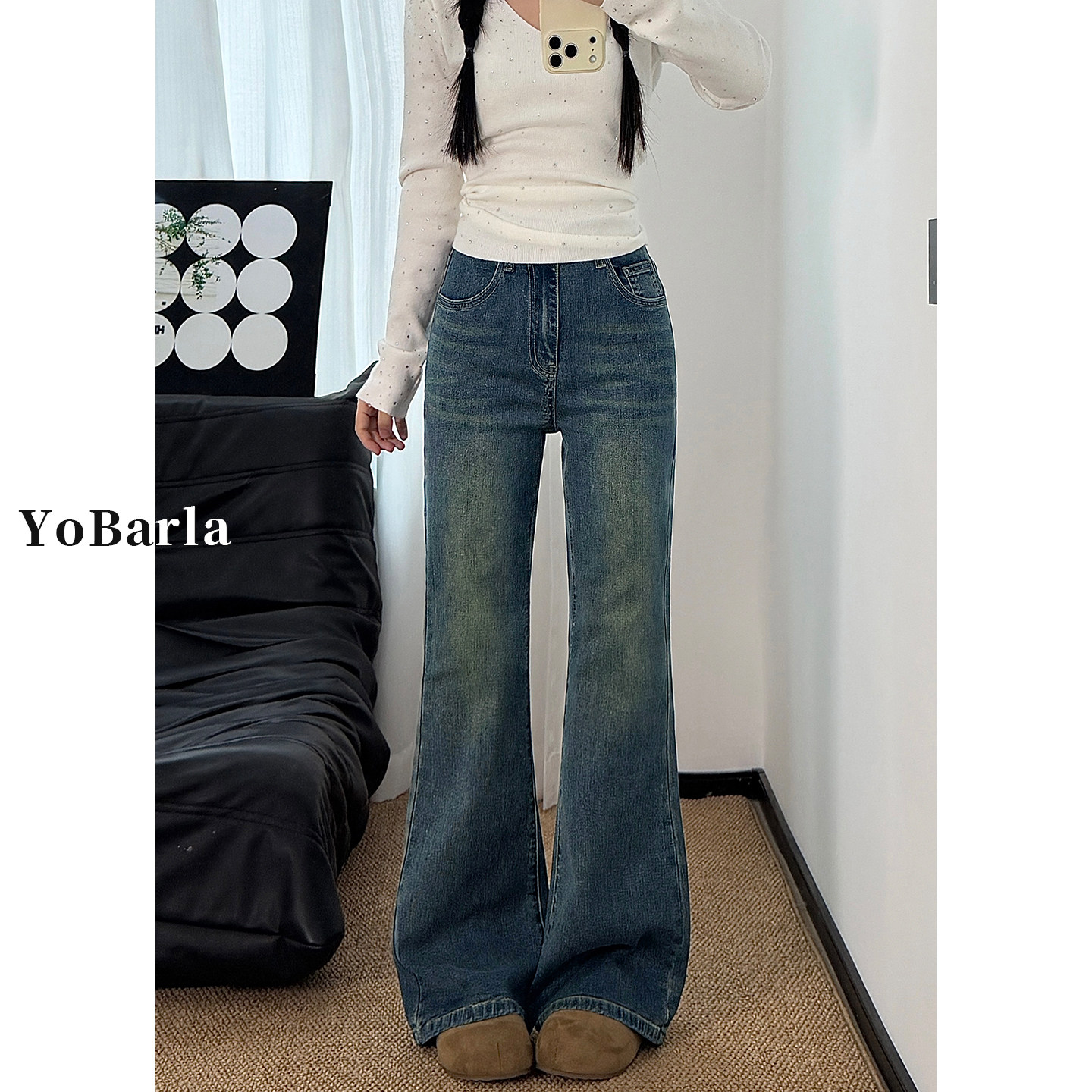 复古做旧微喇牛仔裤女弹力冬季新款胖mm大码梨型身材显瘦喇叭裤子,女装/女士精品,牛仔裤,淘宝优惠券,粉丝福利购,淘宝优惠卷