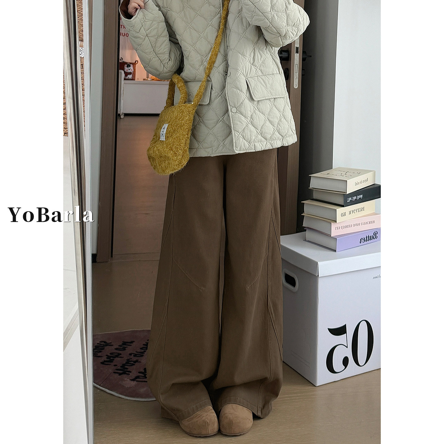 复古棕色牛仔裤女冬季新款宽松大码显瘦胖mm直筒垂感A版阔腿裤子,女装/女士精品,牛仔裤,淘宝优惠券,粉丝福利购,淘宝优惠卷