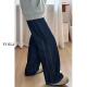 牛仔裤 女冬季 加绒胖mm宽松大码 阔腿A版 显瘦高腰垂感拖地直筒裤